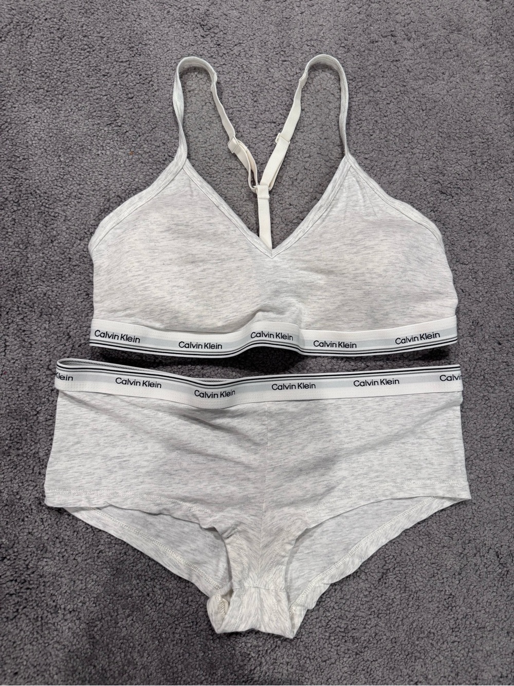 Women’s Calvin Klein Snow Heather Bralette & Hipster Boyshort Set